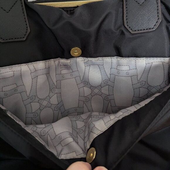 Aimee Kestenberg | Black Nylon Travel Tote Bag with Gold Hardware - Picture 5 of 13